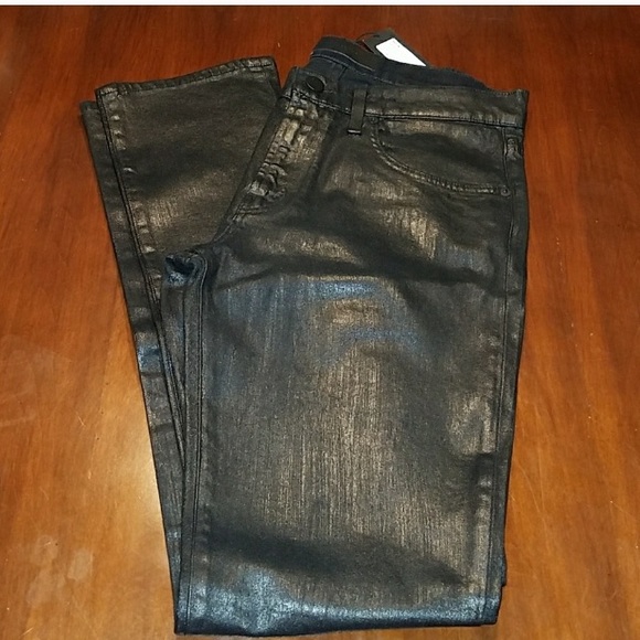 mens black wax coated jeans